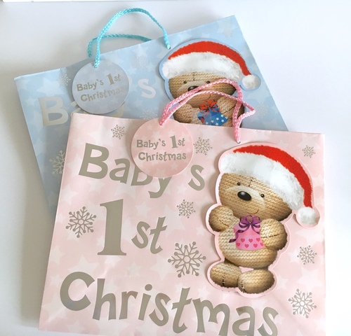 Paper First Christmas Gift Bag -pink & blue