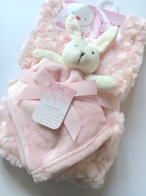 Pink Rose Fur Blanket & Comforter Set