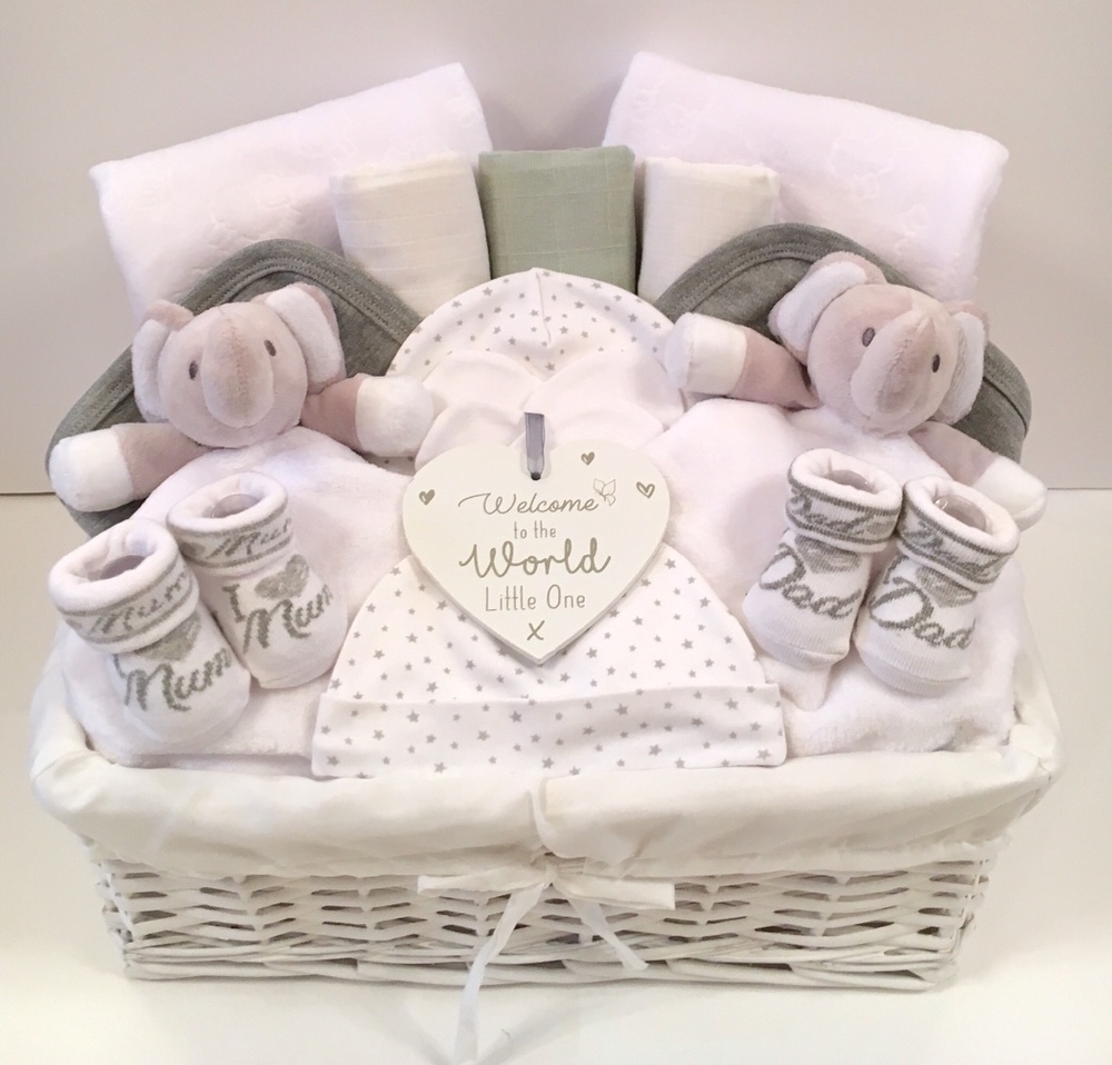 Neutral Twins Baby Gift Basket