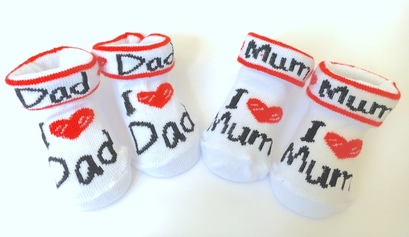 I Love Mum/Dad Socks - red / white