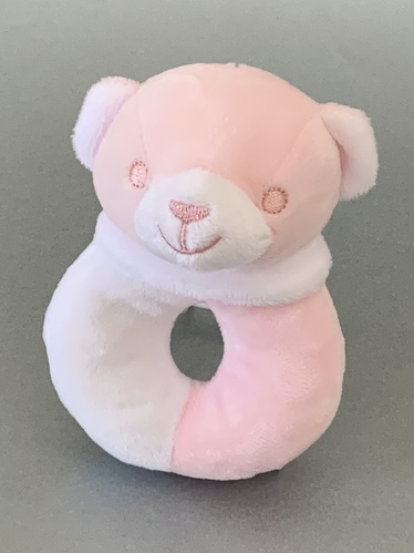 Plush Bear Rattle Ring - pink