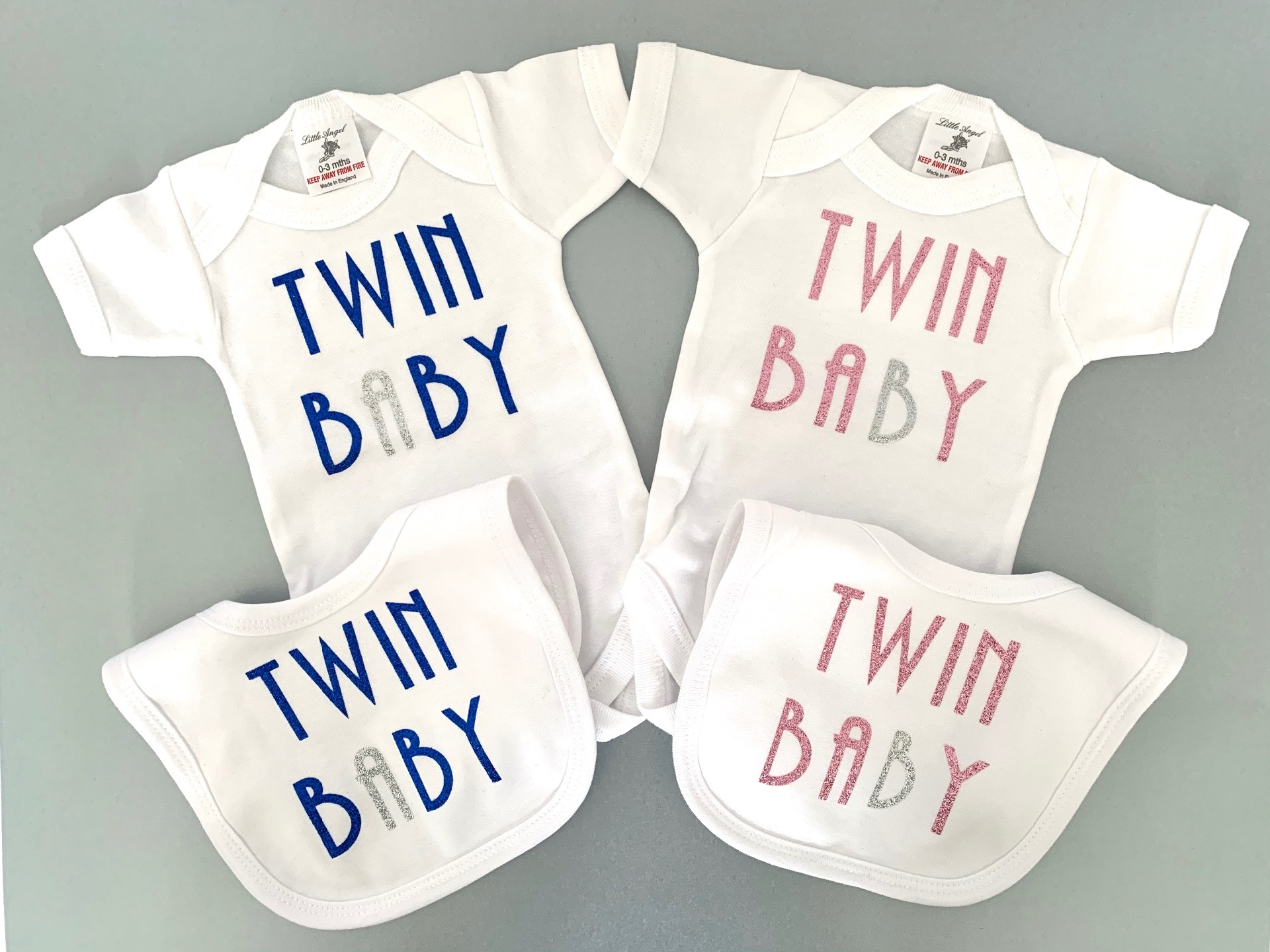 Twin baby Vests Bibs