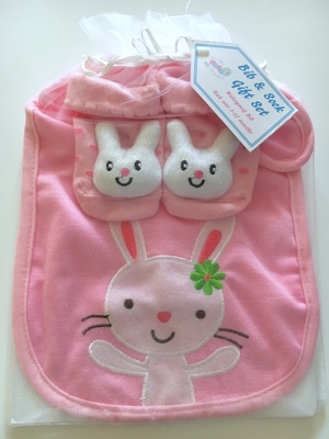 Pink Bunny Bib & Sock Gift Set