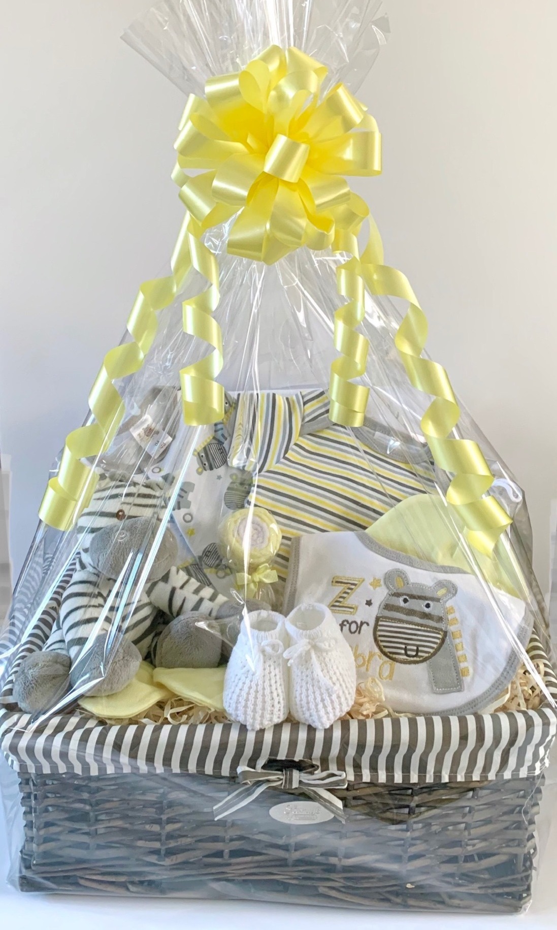 Zebra Neutral Baby Gift Basket Hamper