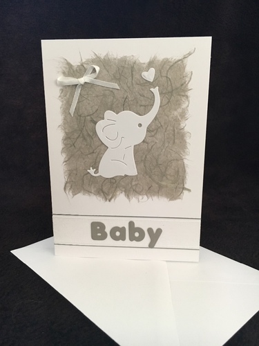 Grey Elephant Baby Card A6-20