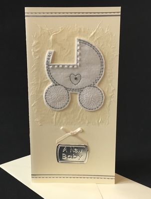 Cream Pram Baby Card T-01