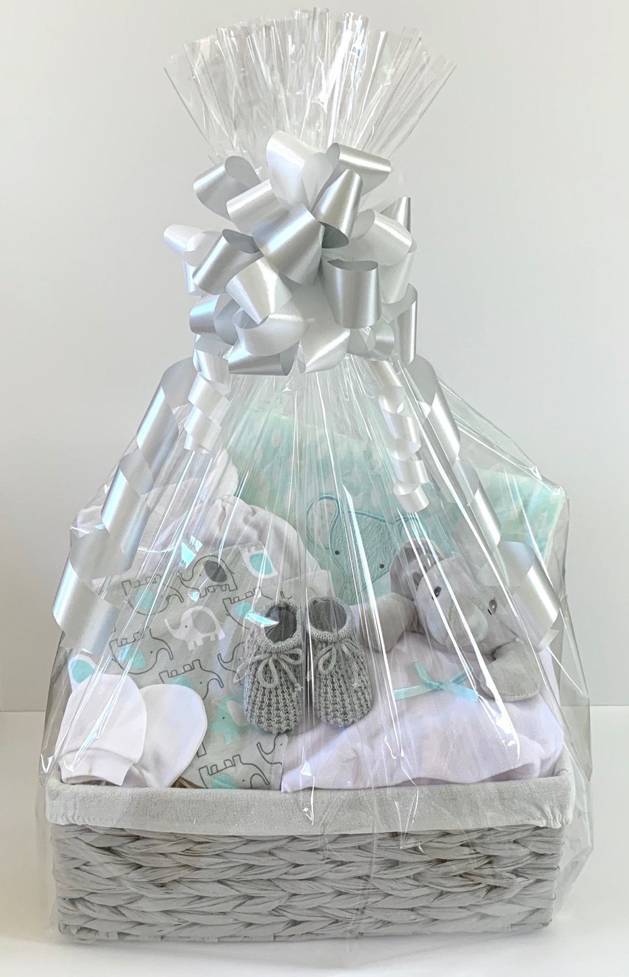 Mint & Grey Neutral baby Gift Basket