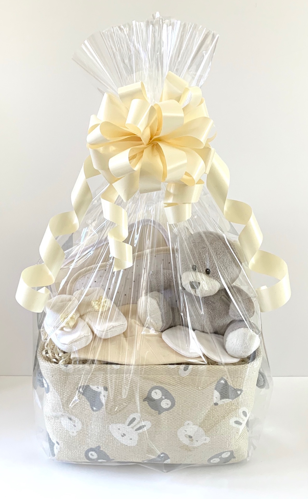 Beige Grey Neutral Baby Gift Basket