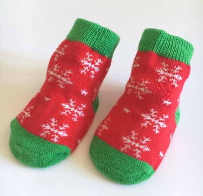 Green & Red Snowflake Christmas Baby Socks