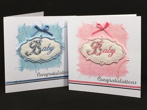 Embroidered Baby Card - square S-01P/B