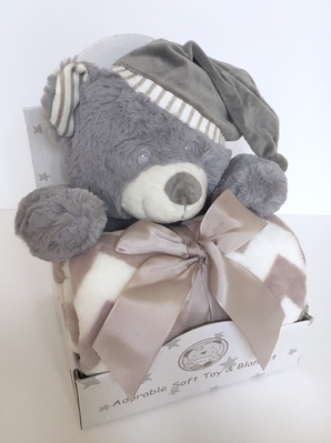 Grey Teddy Bear & Blanket Gift Set