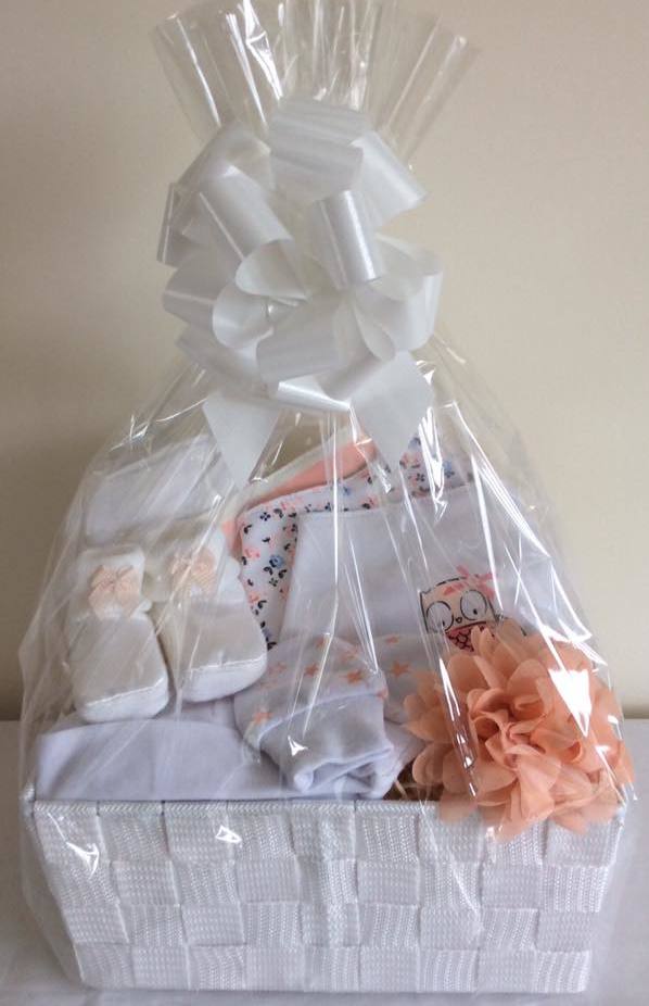 Pretty peach baby Girl Gift basket
