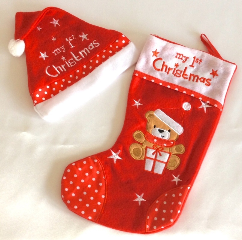 Baby's First Christmas Stocking & Hat