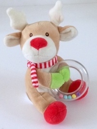 Plush Christmas Reindeer Baby Rattle