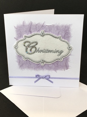 Lilac Christening Card S-09