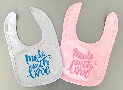 Made With Love Bib - pink / blue