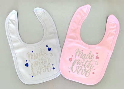 Glitter Made With Love Bibs