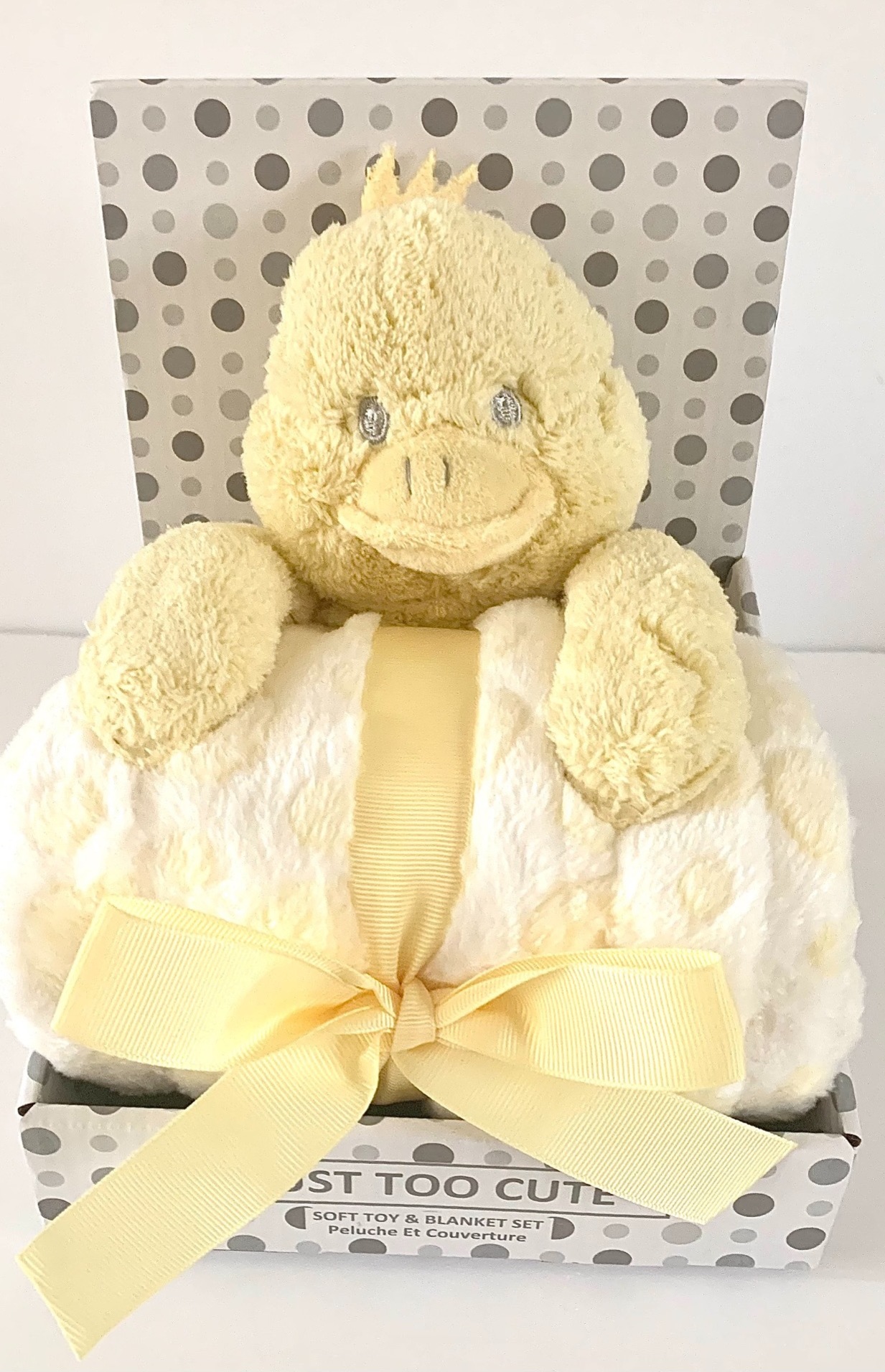 Duck soft toy and baby blanket gift set