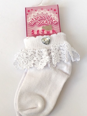 Girls Lacy Socks with Diamanté detail