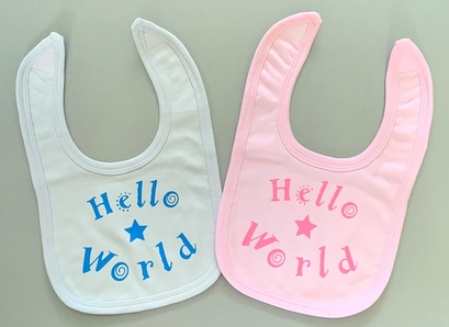 Hello World Bibs - pink / blue