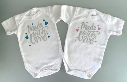 Made With Love Bodysuit / Vest - silver glitter